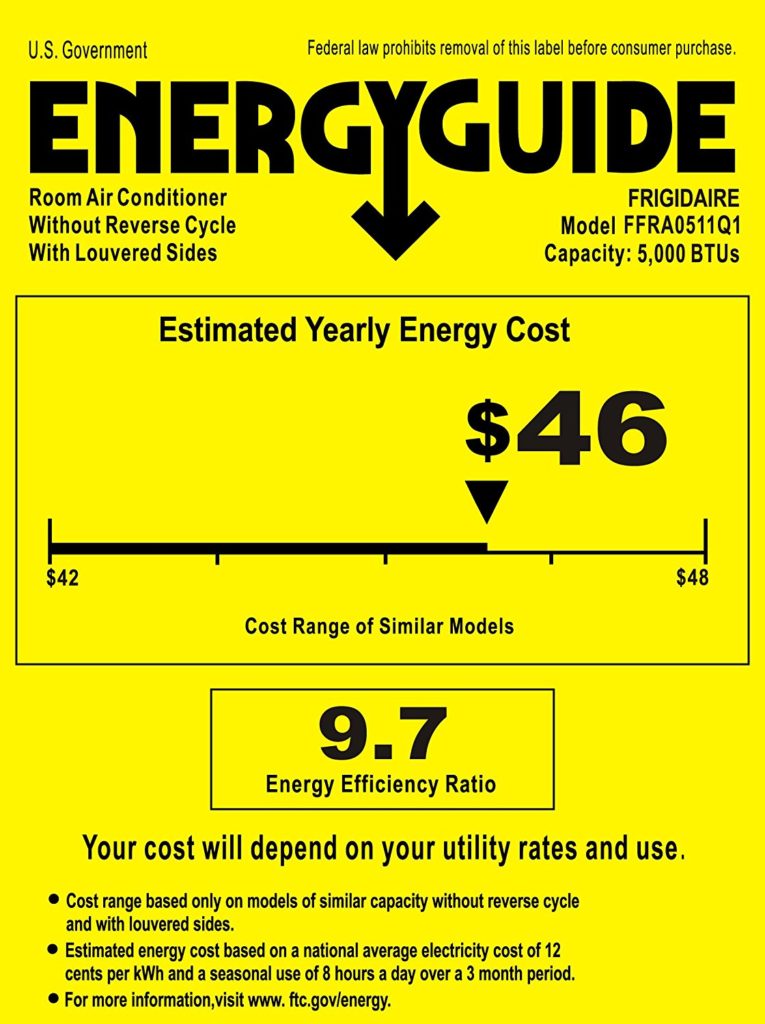 Frigidaire FFRA0511Q1 Energy Guide